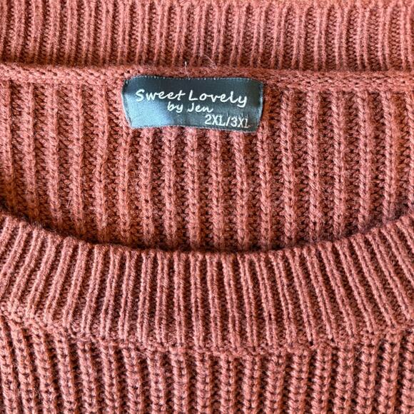 Elegant Colorblock Crew Neck Sweater - Rust, Beige, and Grey - Picture 3 of 3